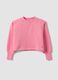 Pink cropped cotton-blend crew-neck sweatshirt, relaxed fit for girls_3