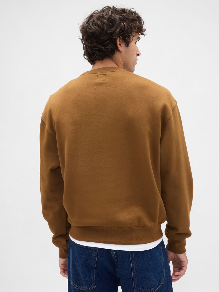 Brown crew neck sweatshirt in cotton blend_1