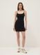 Black fitted ribbed stretch modal dress with straps_0
