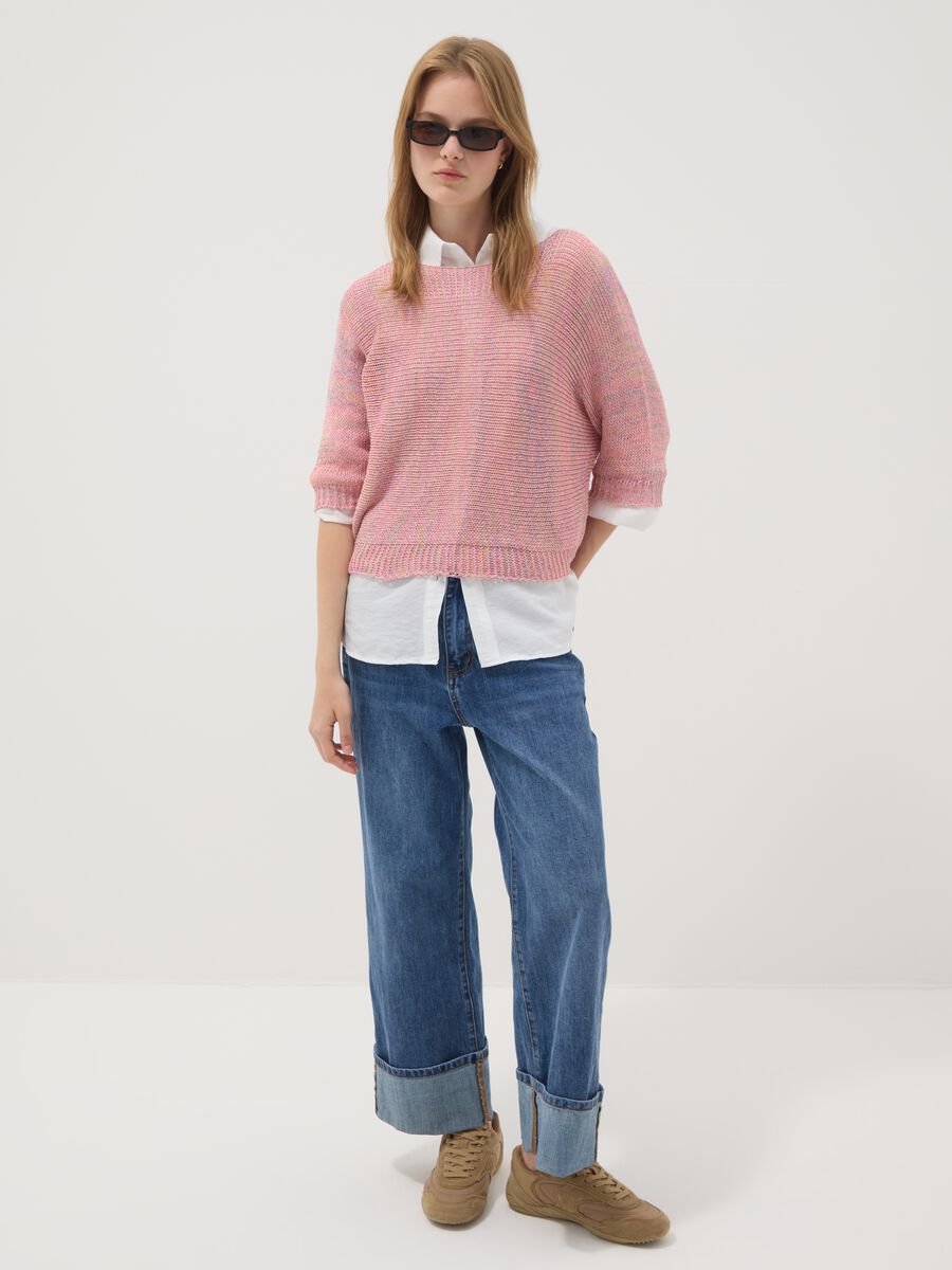 Pink viscose-blend knit top_2