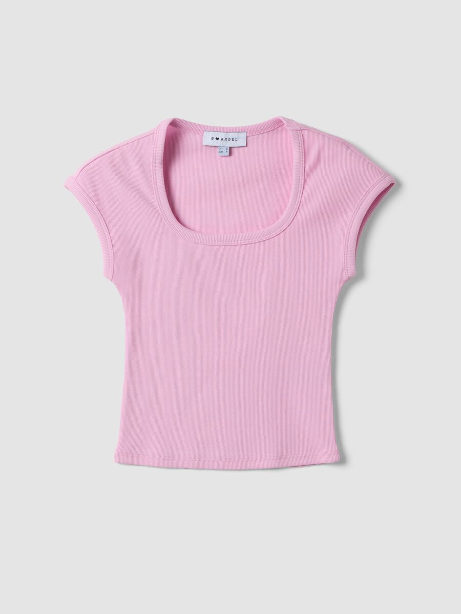 Pink stretch-cotton T-shirt_4