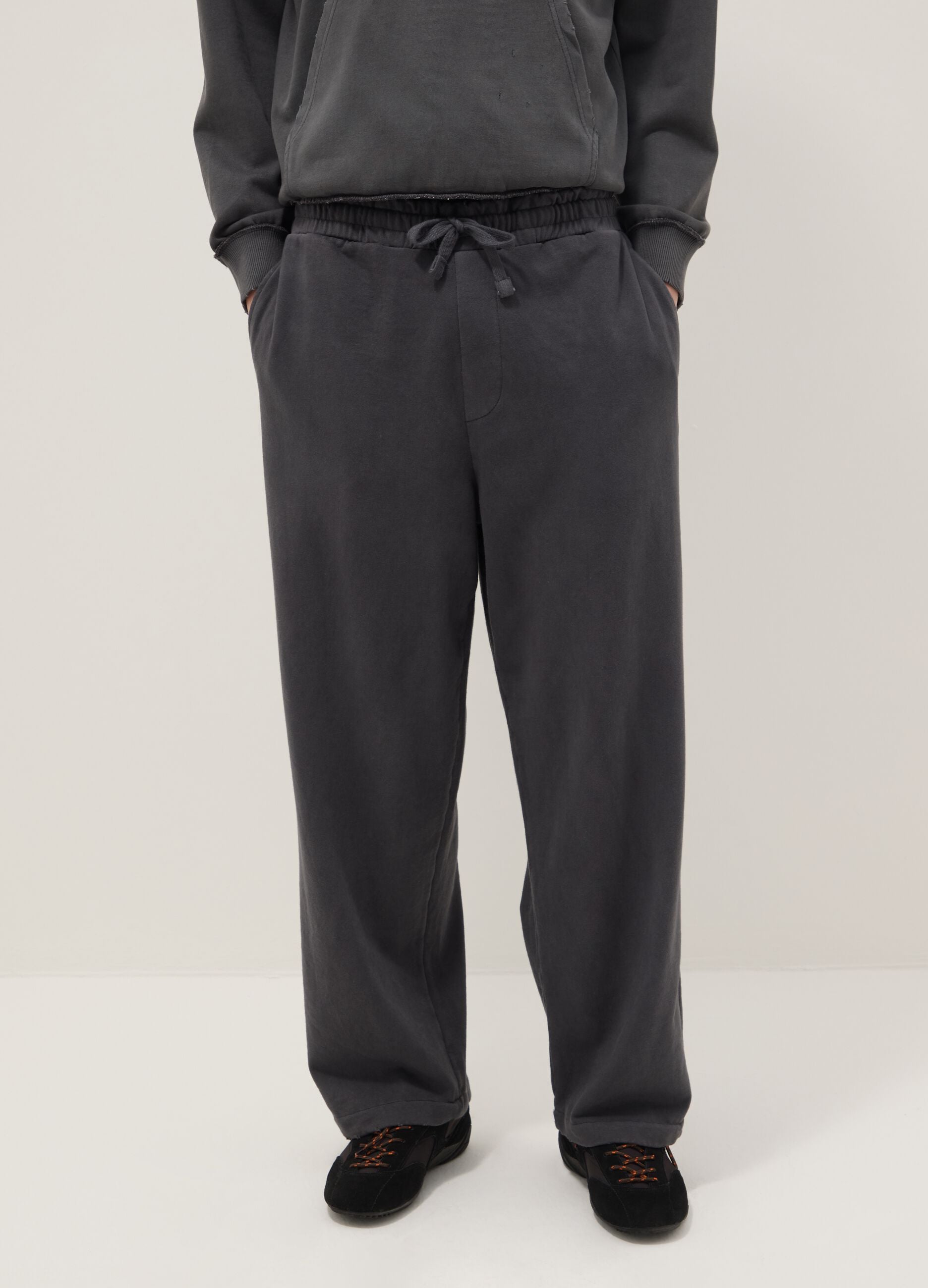 Black Oversized Fit Cotton Blend Trousers