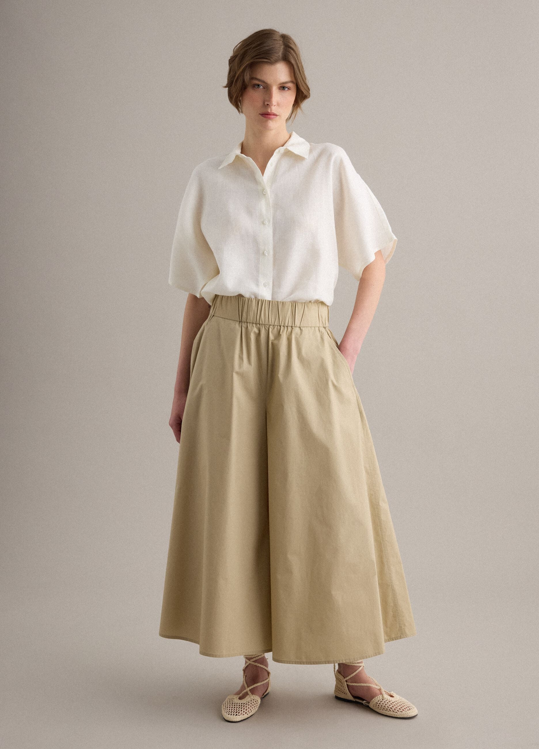 White pure linen regular-fit shirt