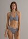 Blue and white striped triangle bikini top in stretch fabric_1