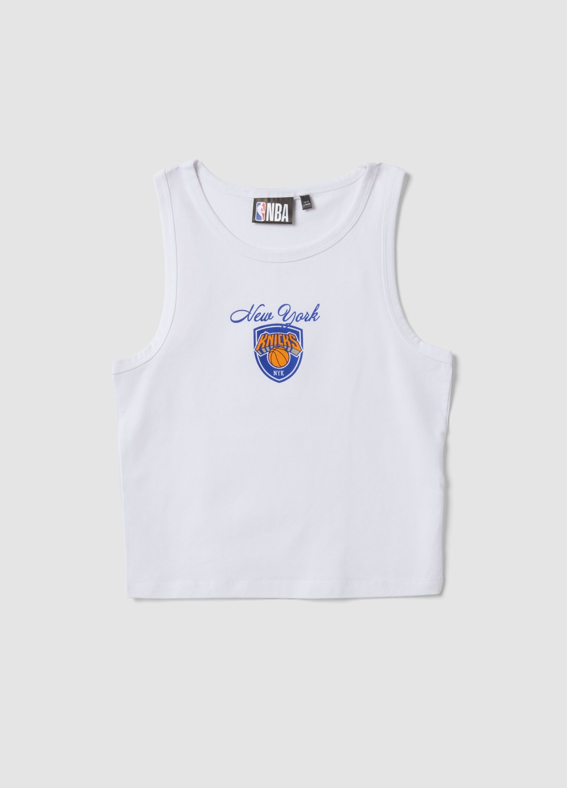 White stretch cotton tank top