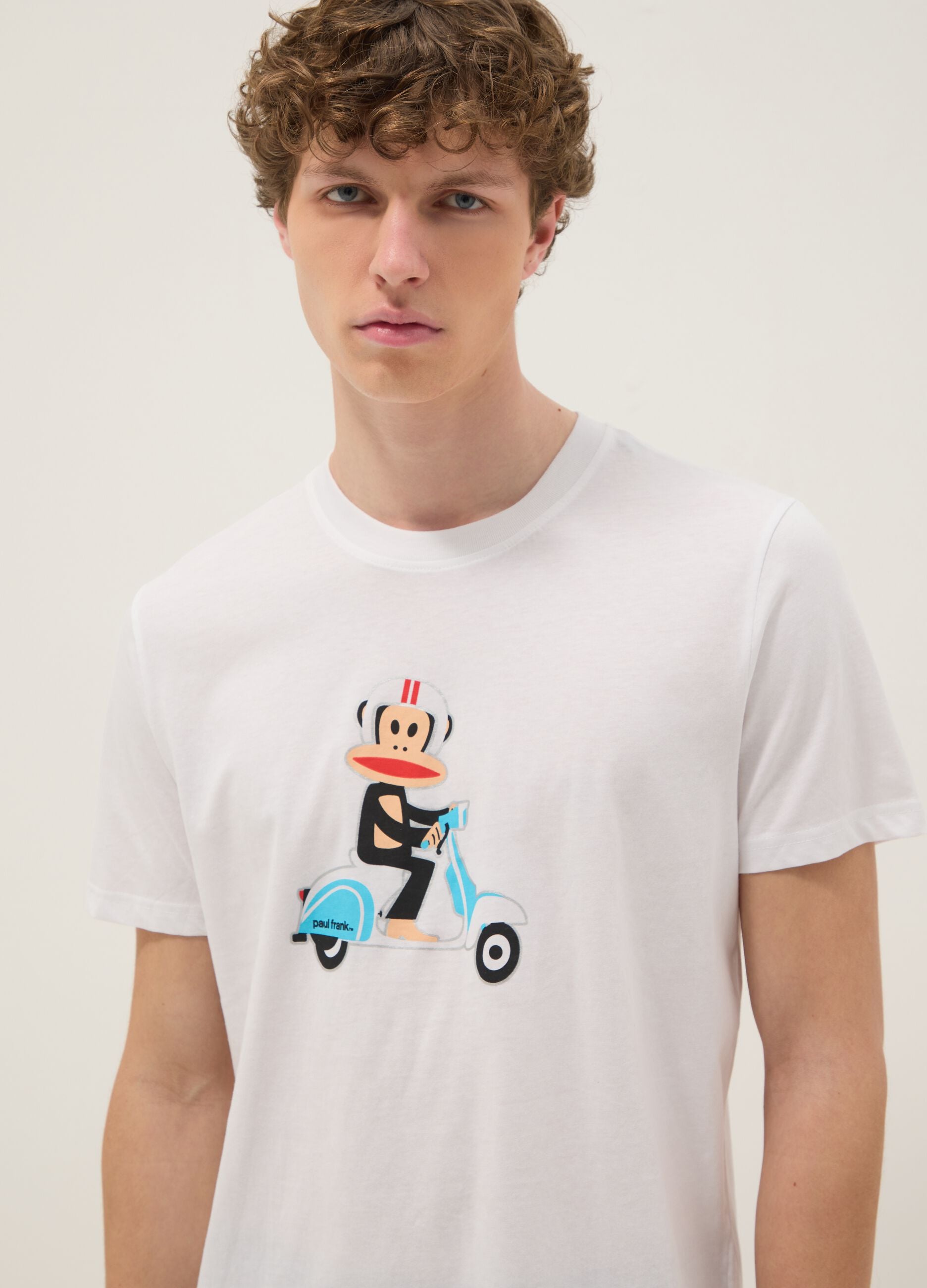 White Paul Frank print T-shirt in pure cotton, regular fit