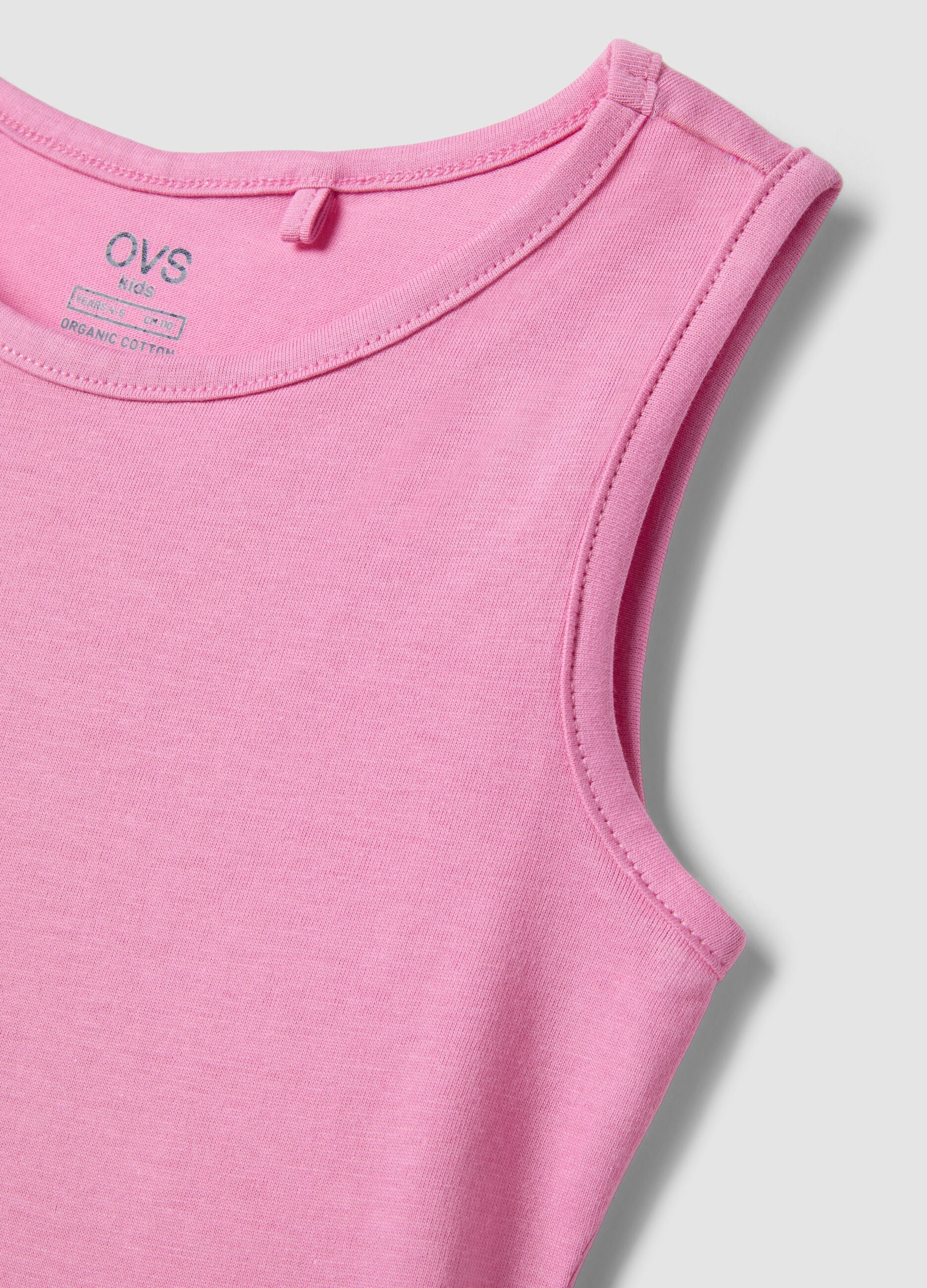 Girls' sleeveless pink pure cotton dress regular fit
