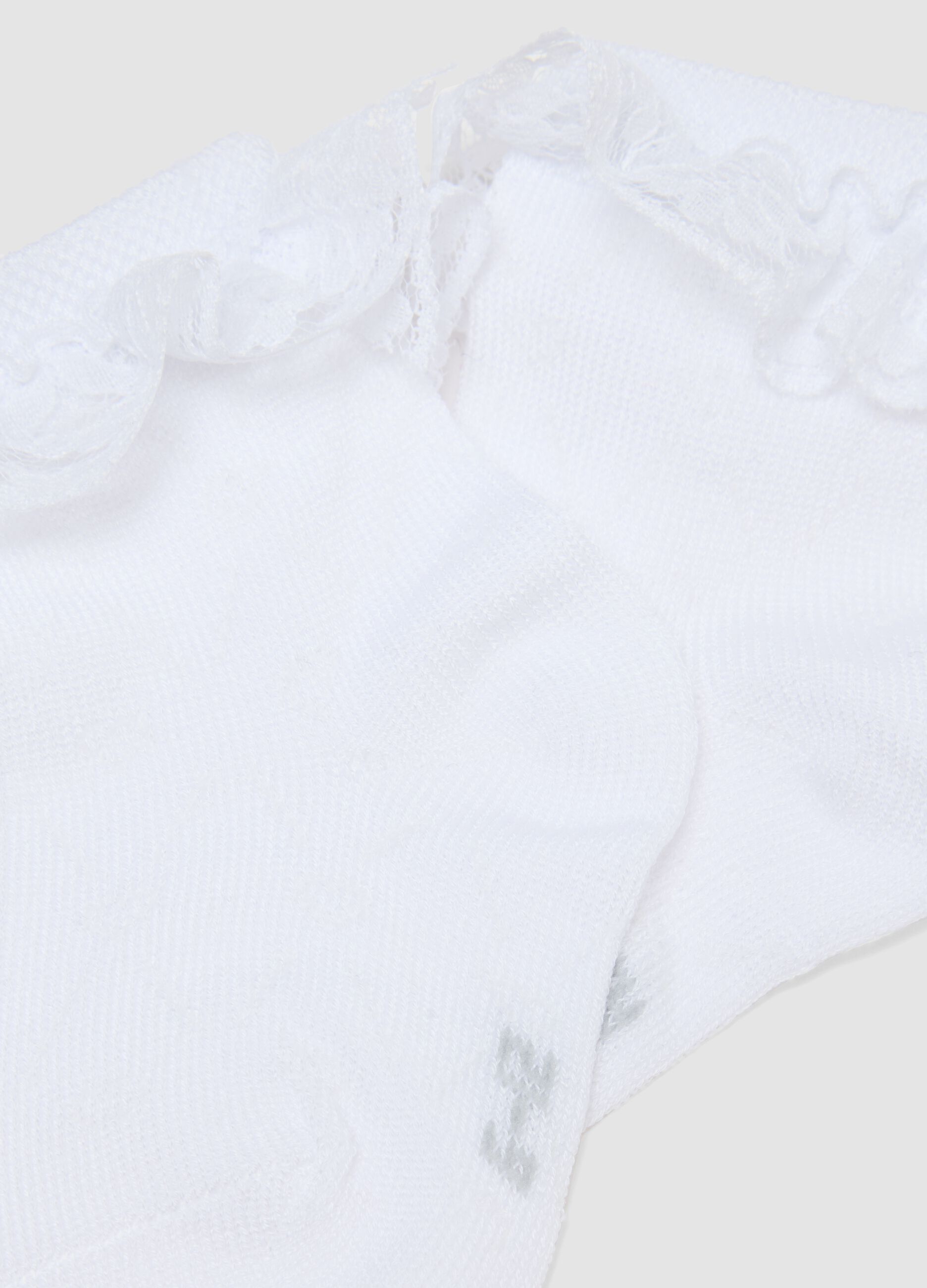 Twin pack of white stretchy cotton baby ankle socks