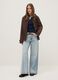 Brown cotton blend regular fit jacket with zip and hood_0