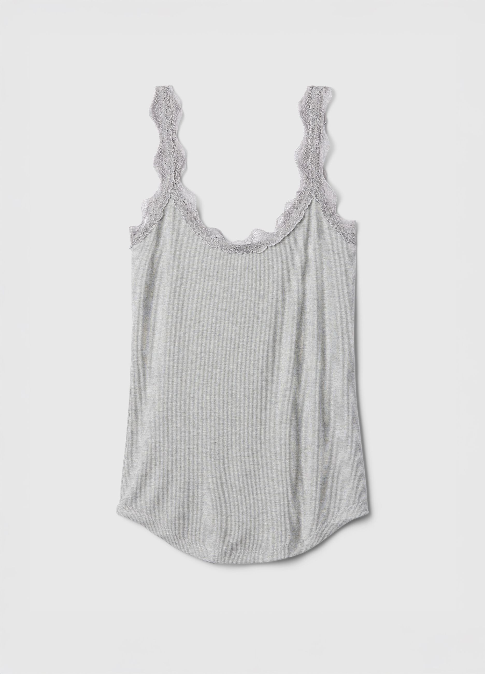 Stretch grey pyjama with lace details