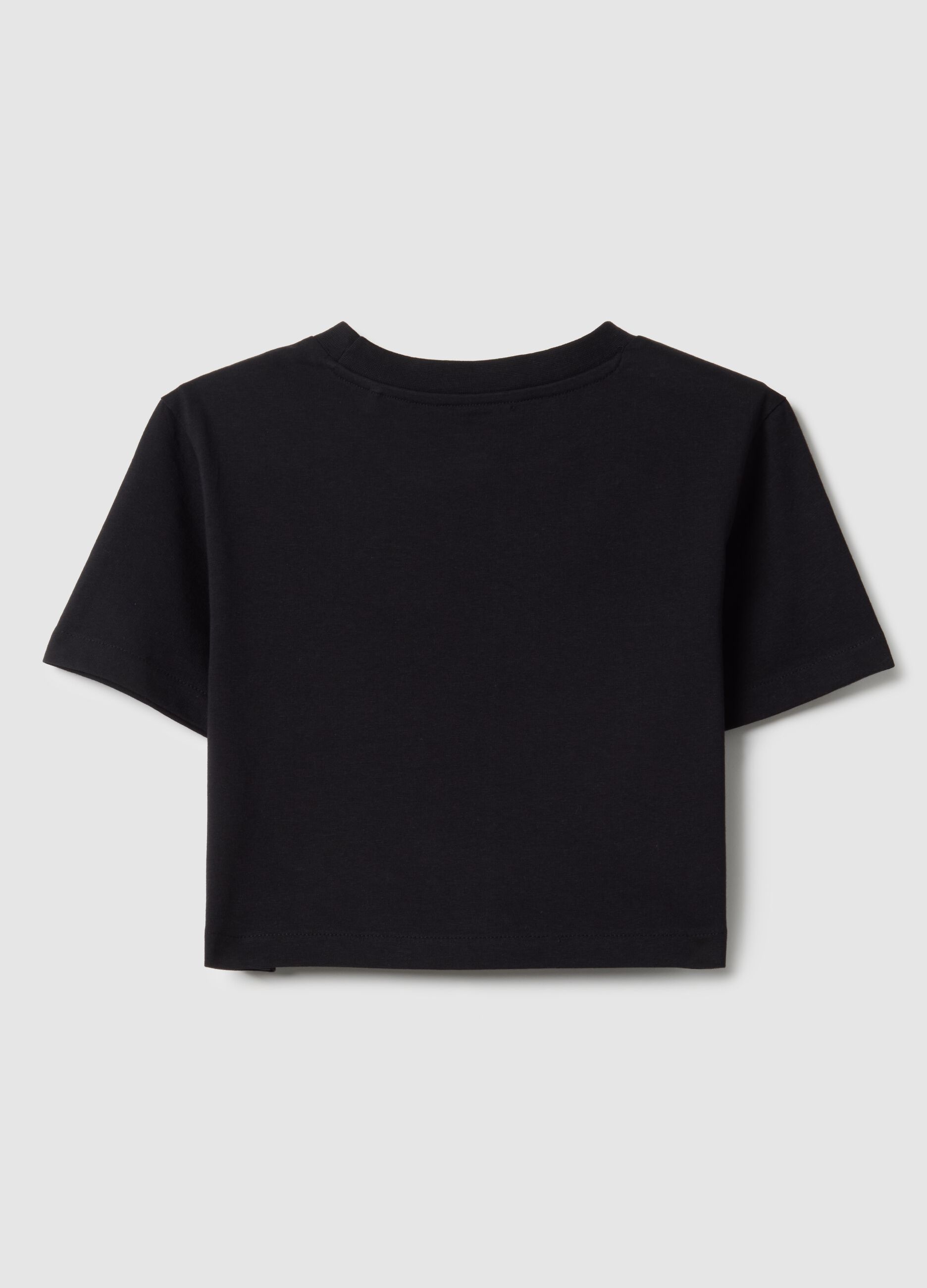 Girls' black pure cotton boxy fit t-shirt