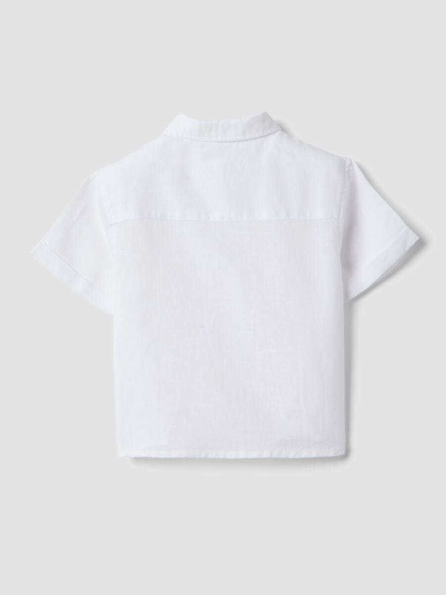 White linen-cotton blend boys' shirt regular fit_1