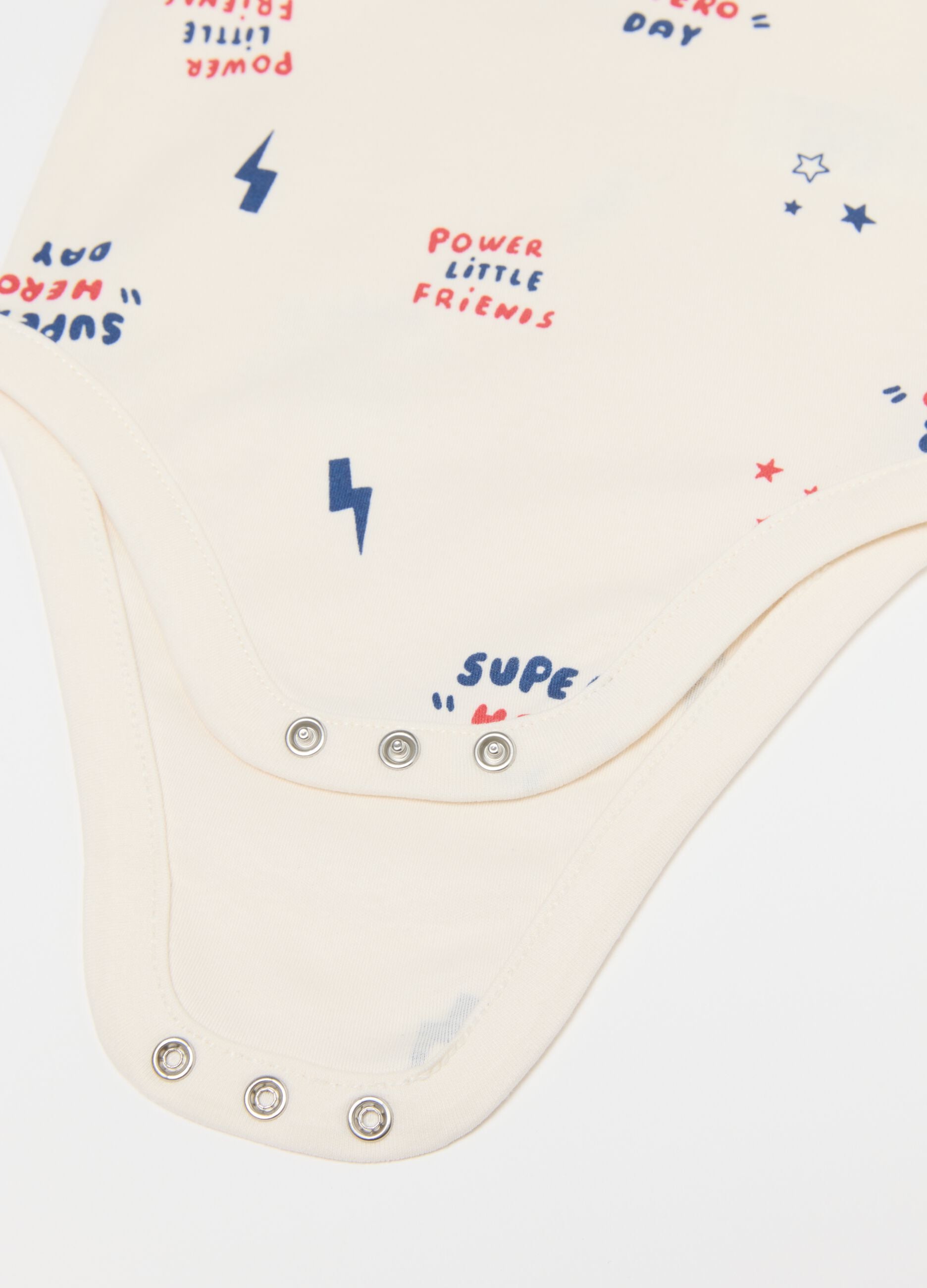 Multicoloured short-sleeve baby bodysuit tripack in pure cotton