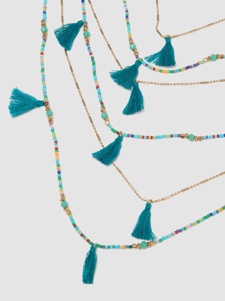 Multicolour necklace with light-blue tassels_3