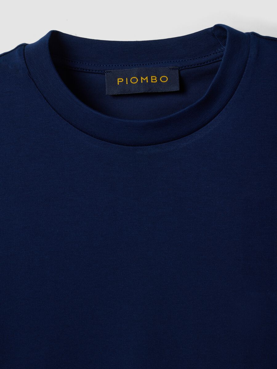 Blue Supima cotton crew-neck T-shirt, regular fit_2
