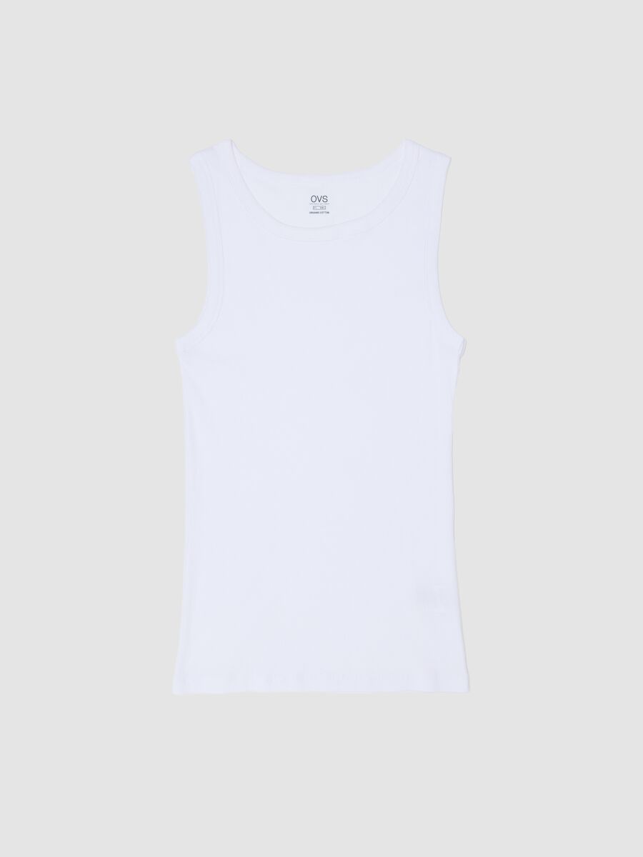 White pure cotton tank top regular fit_4