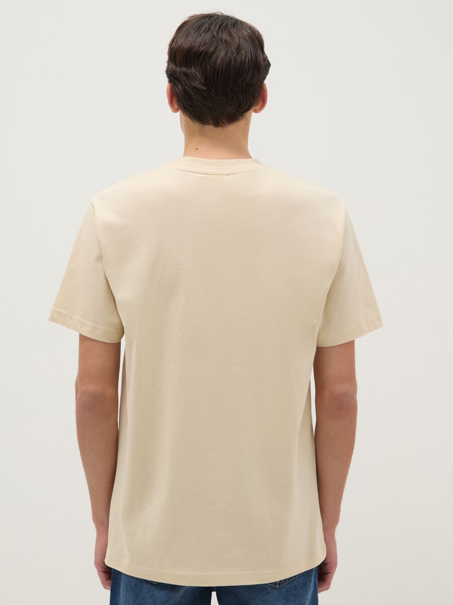 Beige regular fit pure cotton t-shirt with print_2