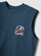 Blue pure cotton regular-fit vest top with print_5