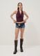 Purple halterneck top in stretch fabric, regular fit_1