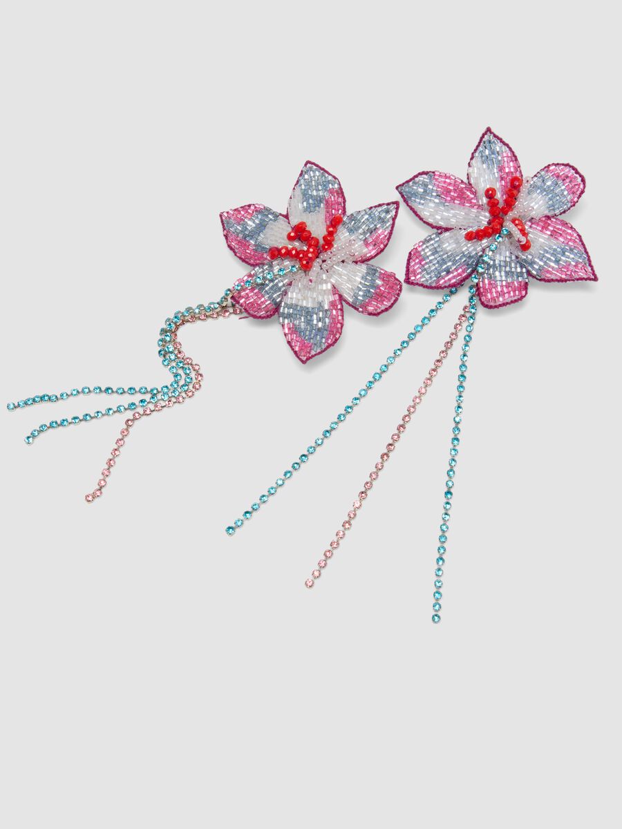 Orecchini pendenti con perline multicolor a forma di fiore_1