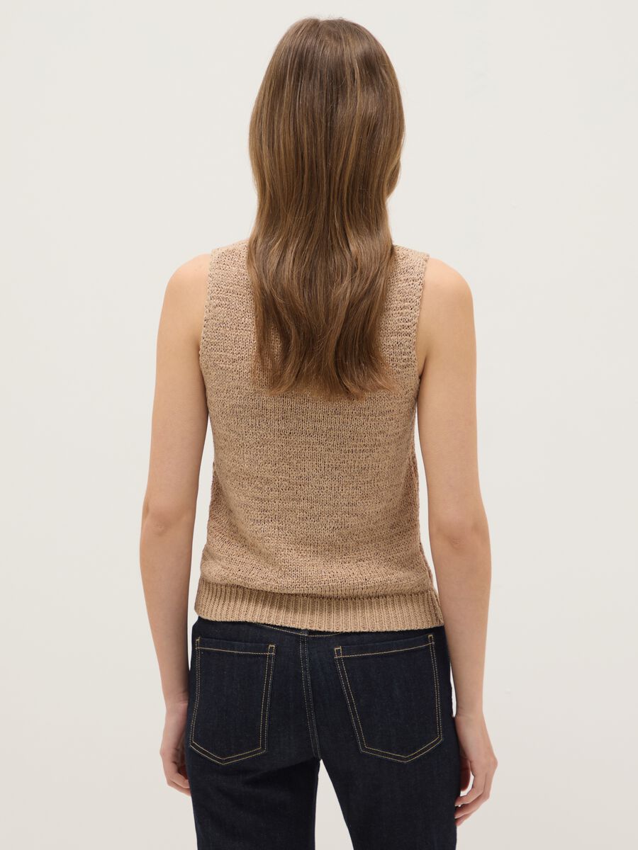 Beige cotton-blend tank top regular fit_3