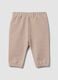 Beige organic cotton baby trousers with elasticated waist_1