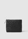 Black pouch with zip and floral pattern_0