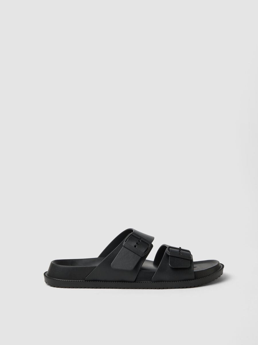 Black sandals with double strap and buckles_0