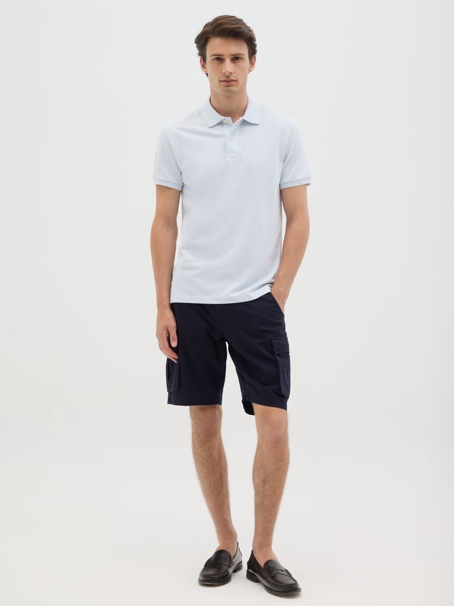 Men&rsquo;s blue regular fit Bermuda shorts in 100% cotton_0