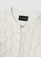 White cotton blend cardigan with regular fit and knitted pattern_5