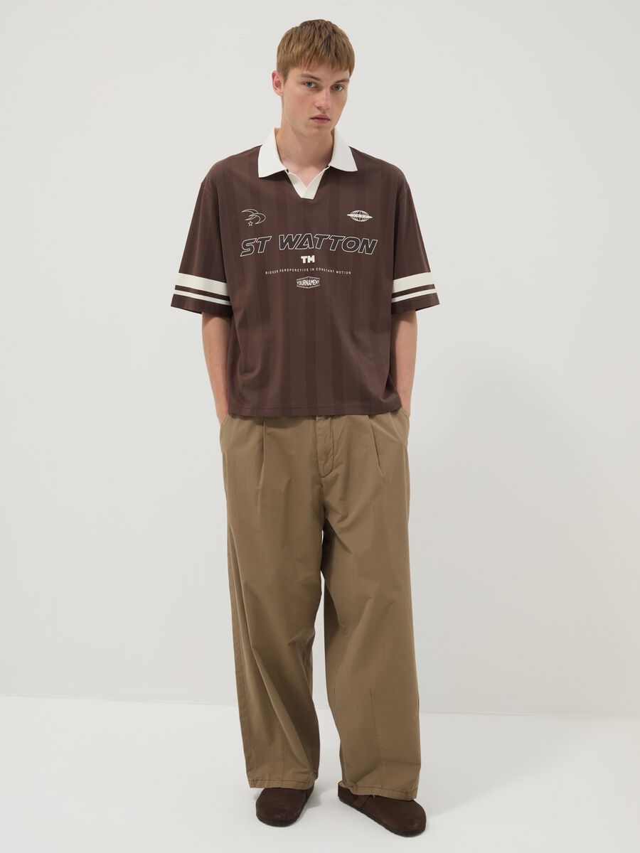 Polo marrone in puro cotone con colletto classico_1