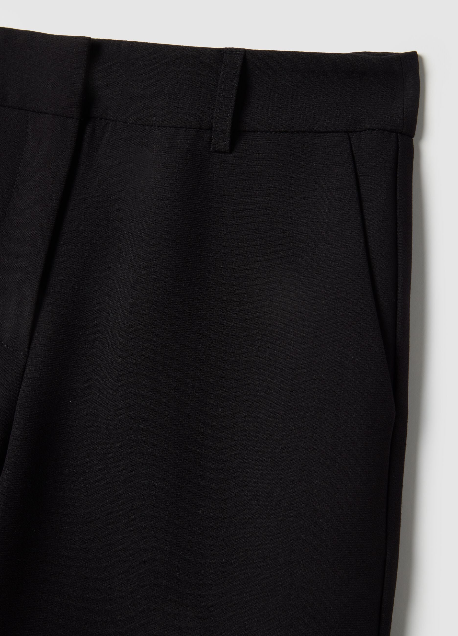 Black Straight Stretch Trousers