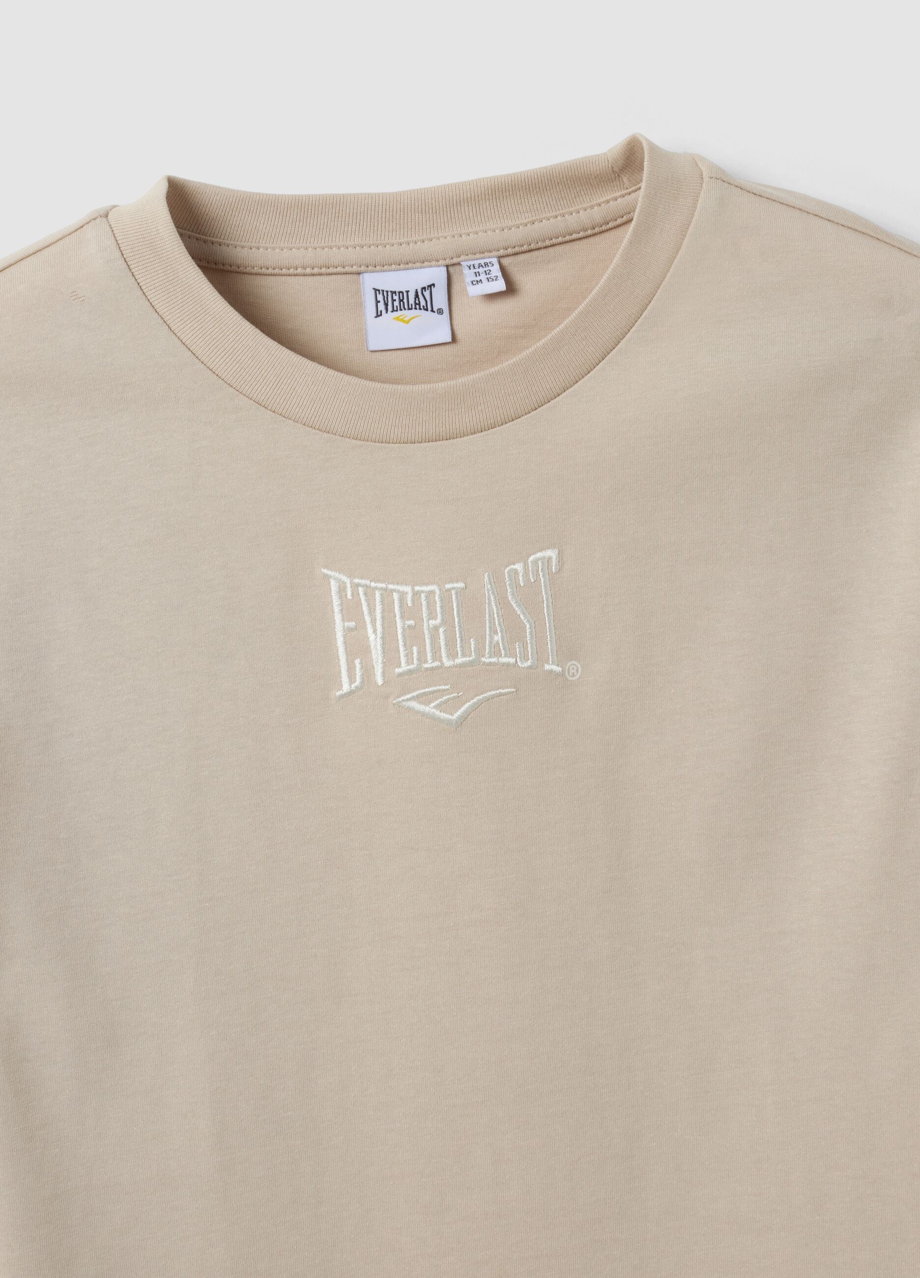 T-shirt beige in puro cotone con stampa regular fit per ragazza