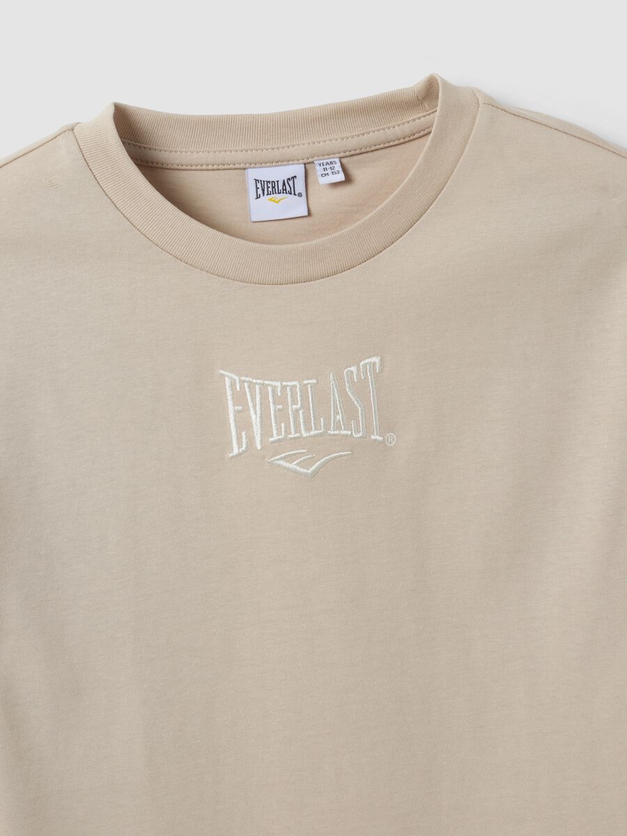 T-shirt beige in puro cotone con stampa regular fit per ragazza_1