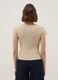 Beige pure cotton T-shirt regular fit with deep Henley neckline_2