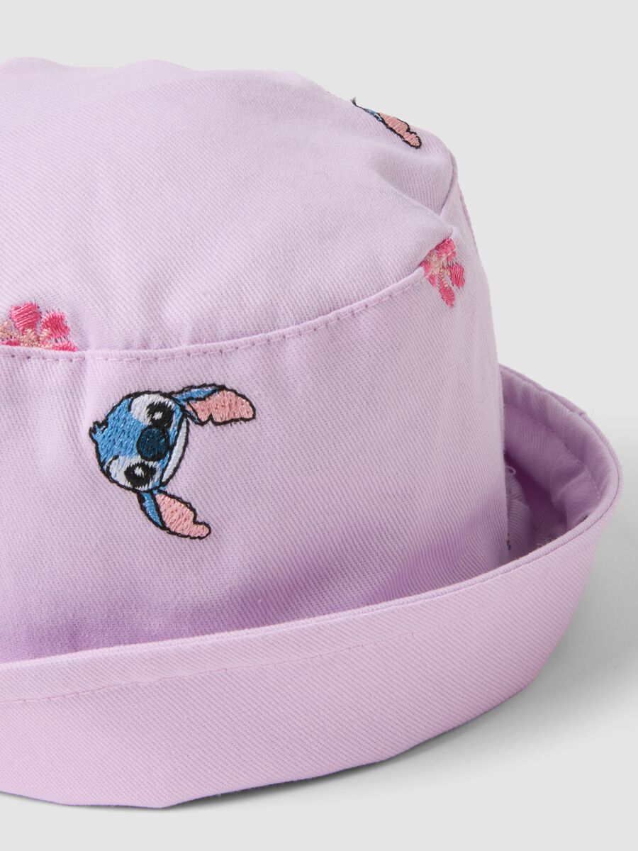 Purple pure cotton girls&rsquo; hat with Stitch_2
