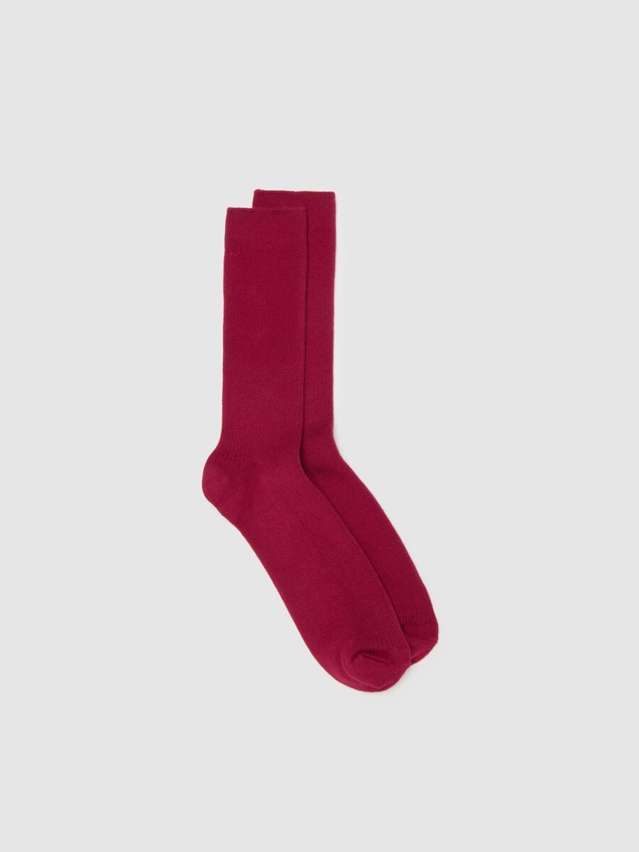 Red midi socks in cotton blend_0