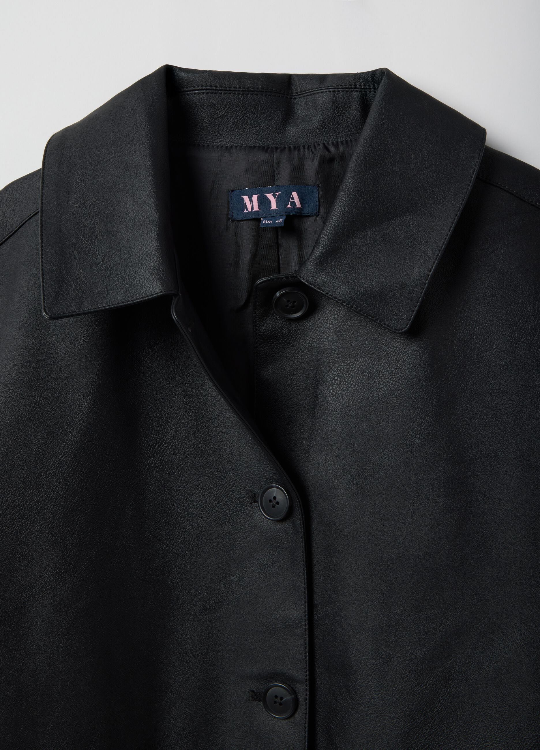 Black regular fit jacket with buttons and patch pockets