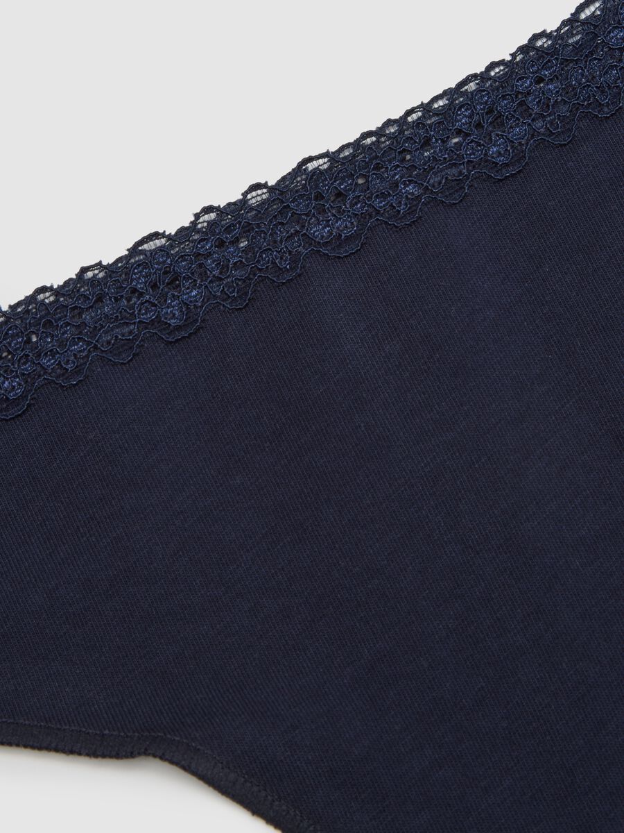 Blue regular fit stretch cotton Brazilian briefs_5
