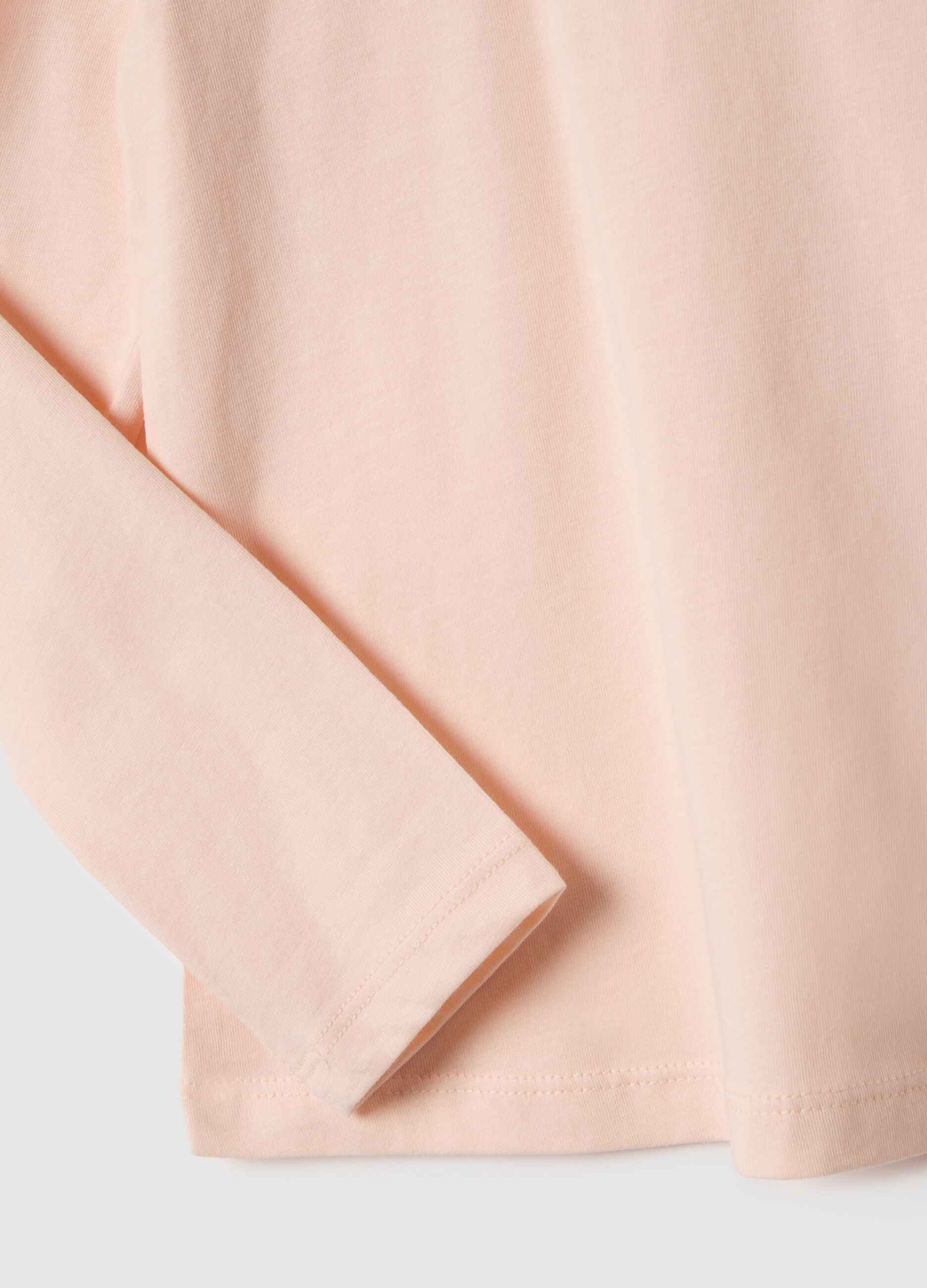 Girls' Pink Pure Cotton T-shirt Regular Fit with Bow