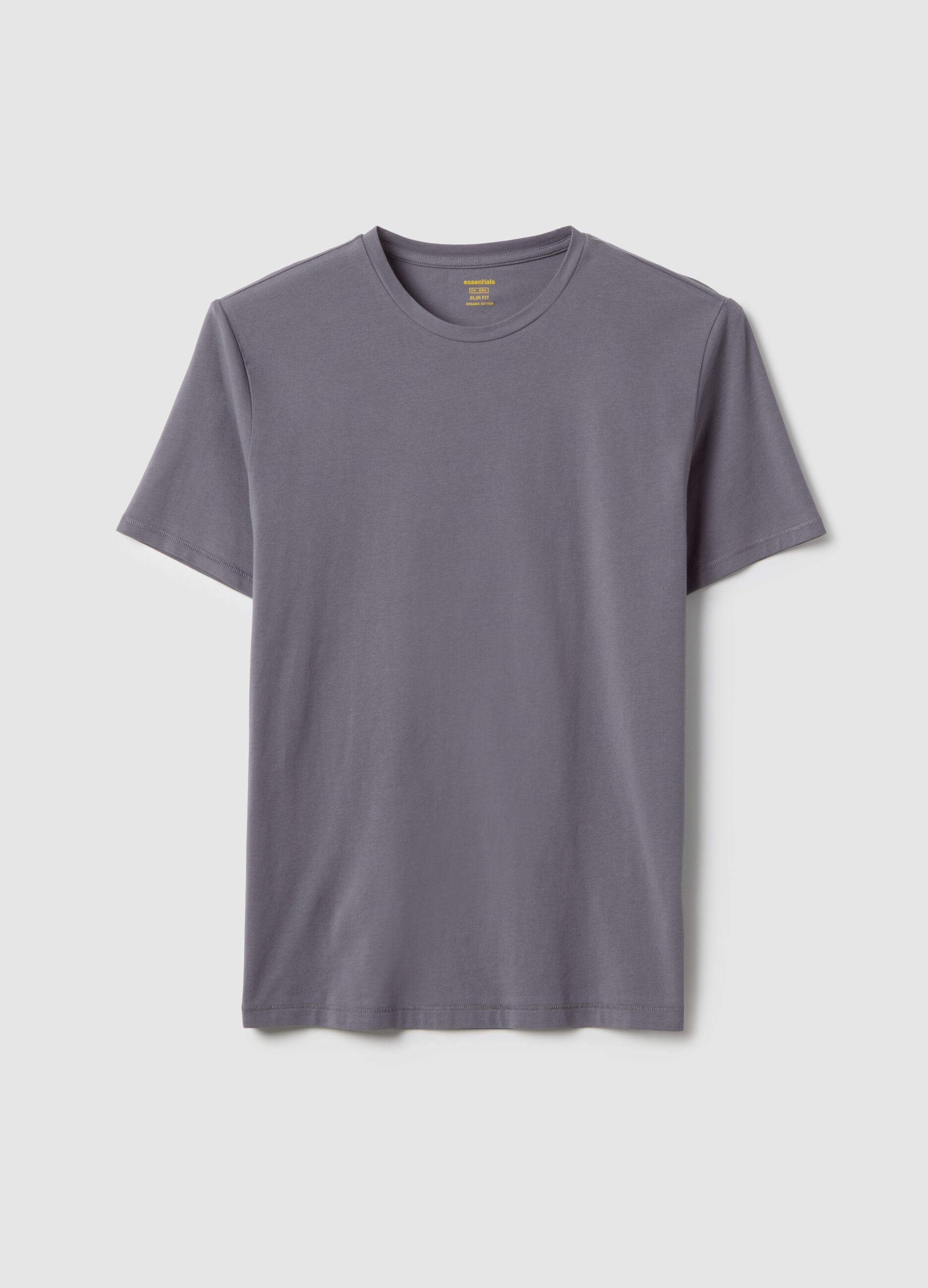 Grey slim fit stretch cotton T-shirt