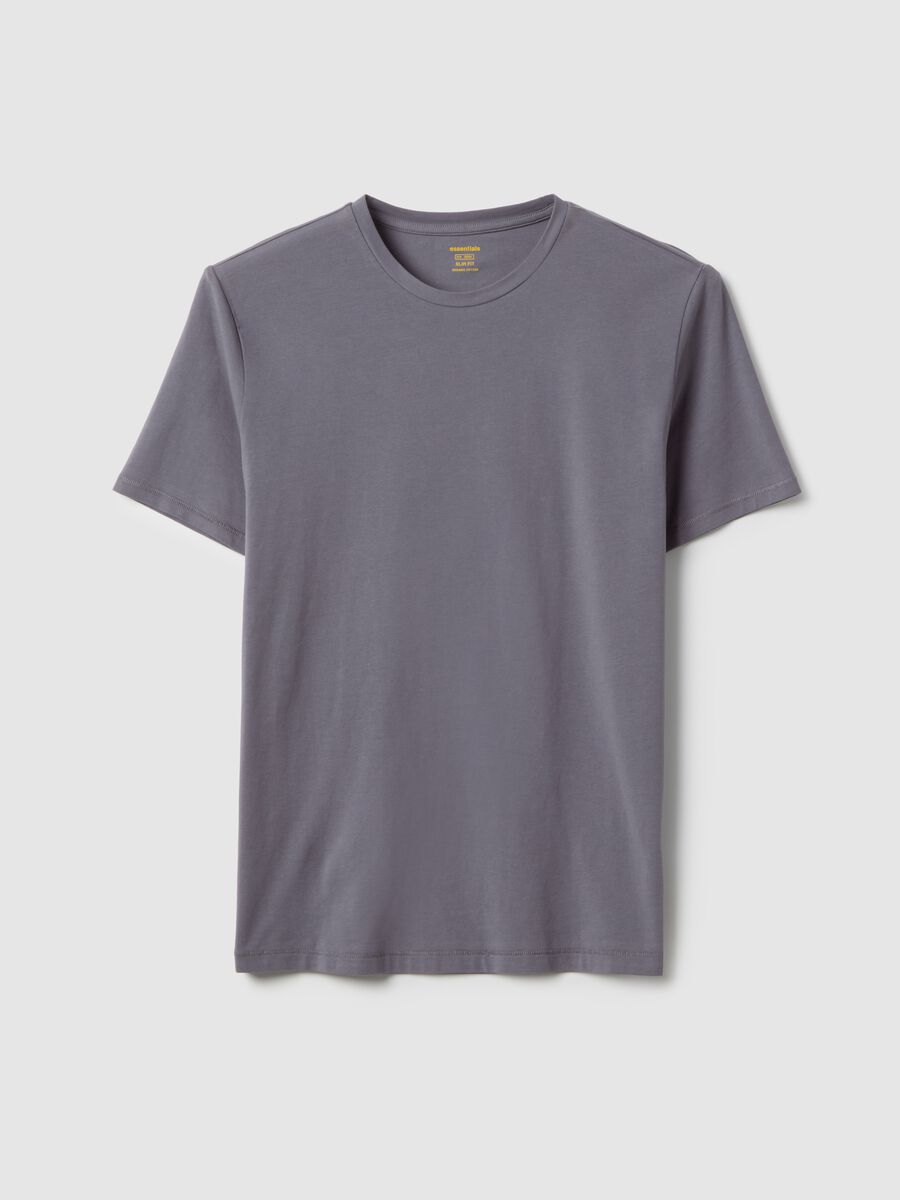Grey slim fit stretch cotton T-shirt_4