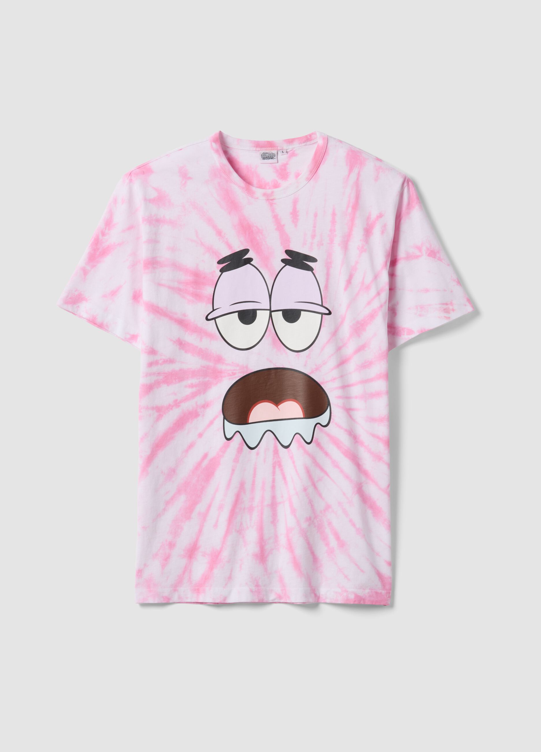 Multicolour pure cotton tie-dye regular fit T-shirt with Patrick Star