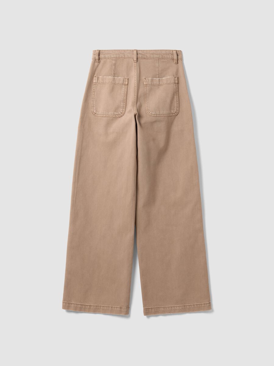 Beige denim wide-leg jeans in pure cotton_6