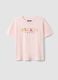 Pink organic cotton pyjama T-shirt with Mickey Mouse slogan_4
