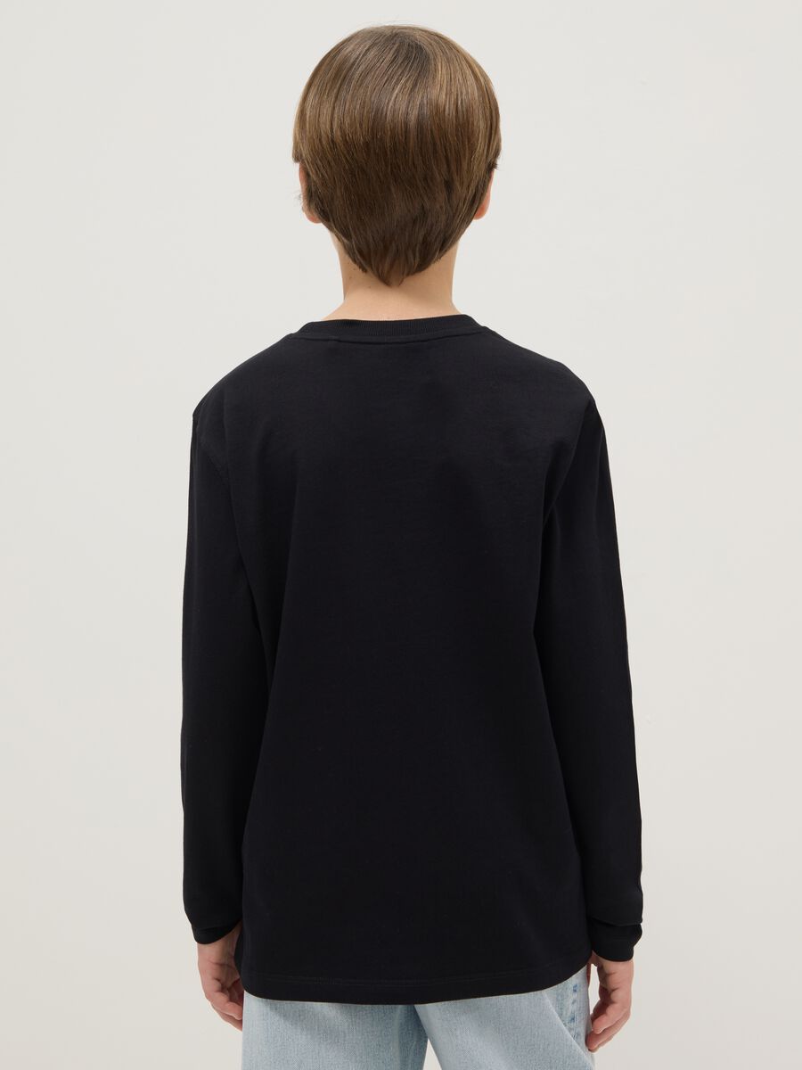 Boys' pure cotton black regular fit t-shirt with print_1