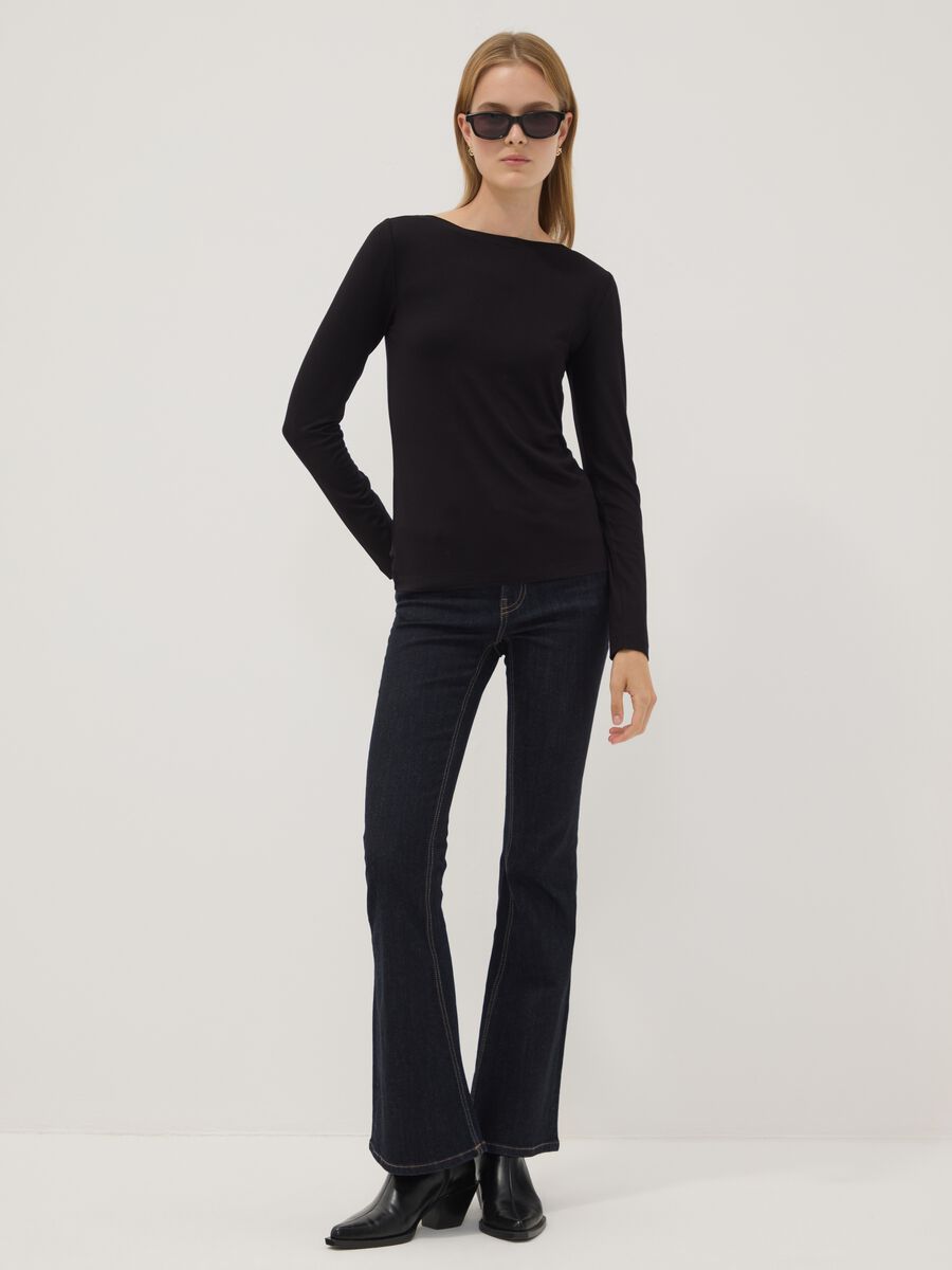 Blue flared stretch-cotton jeans_1