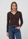 Brown viscose-blend polo-collar jumper, regular fit_2