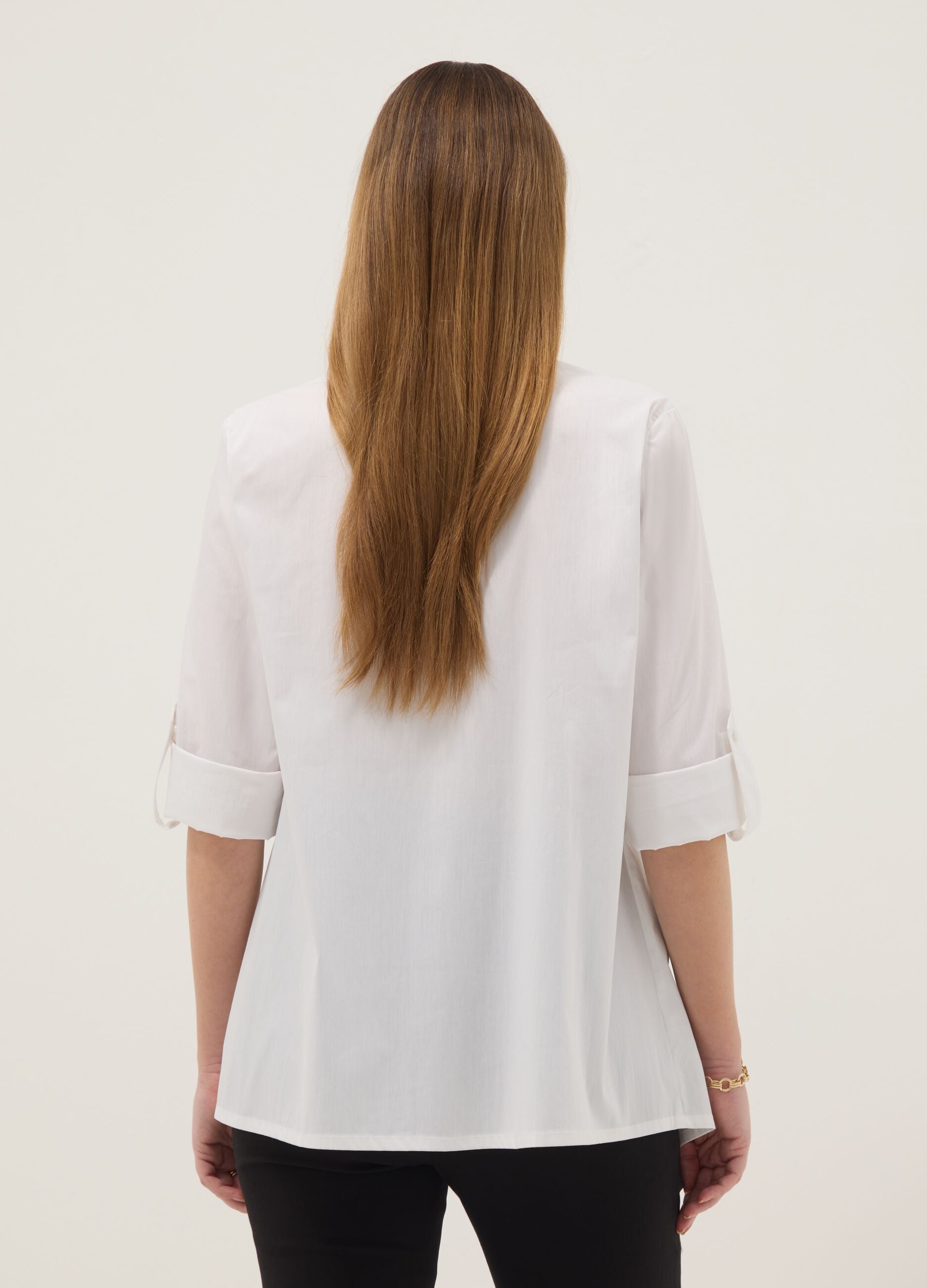 White Regular Fit Maternity Shirt in Stretch Cotton Blend