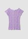 Purple stretch T-shirt with raised floral texture_0